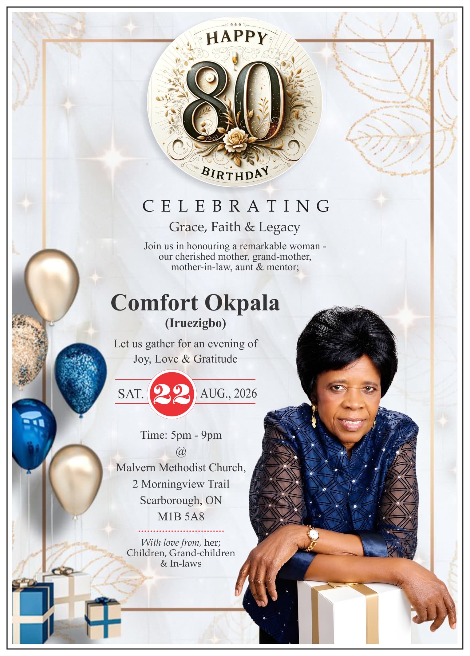 Celebrating 80 Years: Comfort Okpala's Birthday Celebration